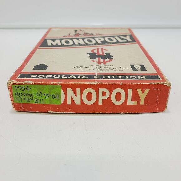 Monopoly 1954 Antique Vintage Red NO BOARD **IOB** - Picture 10 of 14